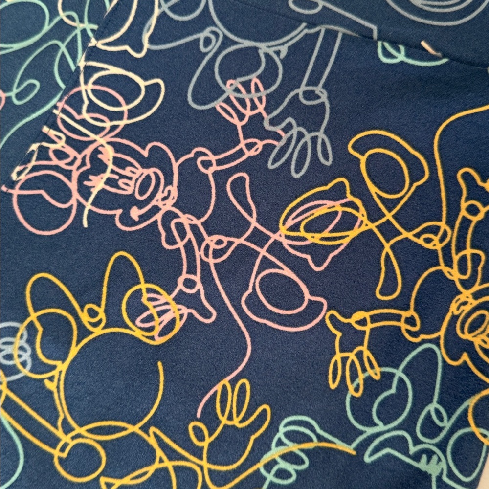 LuLaRoe OS Leggings Disney Minnie Mouse Blue Grafitti Scribble - Picture 2 of 4